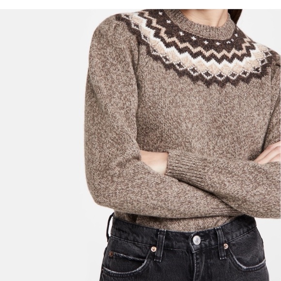 NWT FRAME fairisle merino wool cashmere crew sweater - Picture 1 of 13